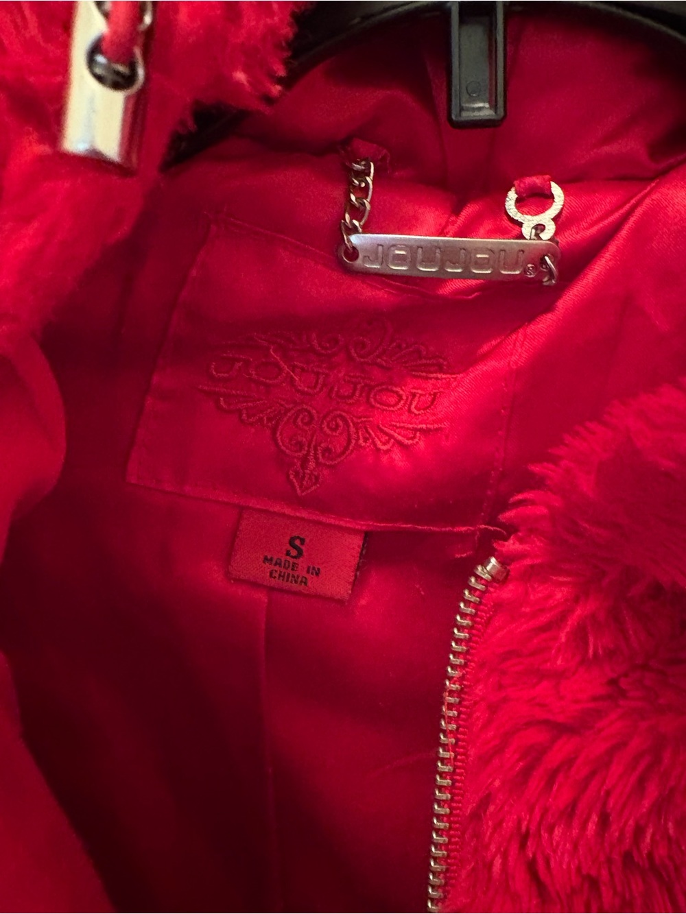 Jou Jou Red Faux Fur Jacket - Picture 2 of 4